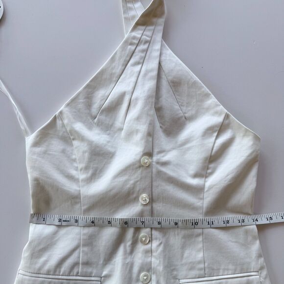 NWT STAUD Haven Cotton Chino Halter Neck Button Front Mini Dress in Ivory Size 2 - Picture 15 of 16